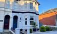 Isle of Wight, Accommodation, Hotels, Sandown, Townhouse 101, Front of property showing front garden with shrubs and pots