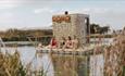 Group of people enjoying the floating sauna at Tapnell Farm, Isle of Wight, wellbeing event, wellness retreat, what's on, event
