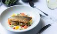 Fish dish at The Royal Hotel, Ventnor, Isle of Wight, luxury, place to stay