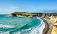 View of Freshwater Bay and Freshwater Bay House in the background, walking holiday, Isle of Wight