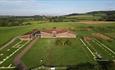 Aerial view of Brading Roman Villa, museum, historic site, Things to do, Isle of Wight