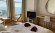 Double bedroom with bay window and sea views at Bermuda House, Ventnor, Isle of Wight, self catering