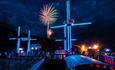 Fireworks over Pirate Cove at Blackgang Chine, theme park, family fun, children's activities, extreme rides, Isle of Wight