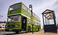 Vintage bus stationary at a bus stop, Wightrider, Isle of Wight Bus & Coach Museum, Ryde, classic buses, what's on, event - image credit: Rosie Taylor
