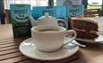 Tea and cake at the cafe in Brading Roman Villa, museum, historic site, food & drink, Things to do, Isle of Wight