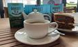 Tea and cake at the cafe in Brading Roman Villa, museum, historic site, food & drink, Things to do, Isle of Wight