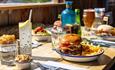 Burgers and drinks at The Cow Bar & Restaurant at Tapnell Farm, food