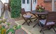 Outside dining area on patio at Inglewood Guest House in Sandown, B&B, Isle of Wight, accommodation, place to stay