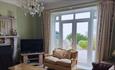 Living room with sea view at Gills Cliff House in Ventnor on the Isle of Wight, self catering