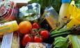 Local produce hamper at Briddlesford Lodge Farm, farm shop, Isle of Wight, let's buy local