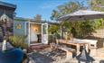 Garden with den and snug at Hawthorn Cottage, Freshwater, Isle of Wight, self catering