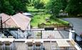 View of outside play area and garden from function room balcony at The Eight Bells, Carisbrooke, local produce, let's buy local