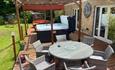 Hot tub and outside dining area at The Pool House, self catering, Accommodation, Isle of Wight