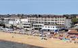 Aerial view of Sandringham Hotel from the sea, Sandown, Isle of Wight, accommodation, coastal hotel, sea view rooms, family friendly hotel