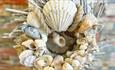 Seashell wreath, Island Craftworks, art workshop, family, children activities, adult activities, Isle of Wight