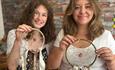 Woman showing their crafts they've made at a craft workshop at Island CraftWorks, Ryde, Isle of Wight, family, children's activity, group, workshops