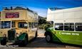 Two buses at the Isle of Wight Bus & Coach Museum, attraction, history