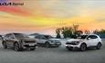 Selection of cars stationary with a sunset in the background, Leslies Kia Rental, car hire, Isle of Wight