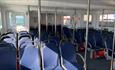 Seating area inside Kraken catamaran, Quay 2 Quay, Isle of Wight, ferry travel, Yarmouth