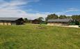 Outside view of safari tents at Island Riding Centre, glamping, camping, Newport, Isle of Wight