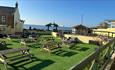 Sea view from outside dining area at Sands Hotel, Sandown, Isle of Wight