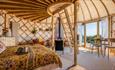 Interior of yurt at Stargazers Retreat, Unique Hideaways, self catering, Isle of Wight
