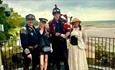 Performers standing at the top of Appley Tower at the Isle of Wight Steampunk Festival, event, what's on, Ryde