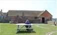 Picnic bench in the grounds of Yarmouth Castle, Isle of Wight, Things to Do