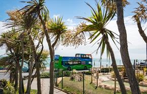 Southern Vectis open top bus stationary on Shanklin Esplanade, Isle of Wight
