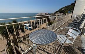 Balcony with sea views from Apartment 4 at Salty Holidays, self catering, Ventnor, Isle of Wight, coastal apartments