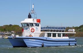 Kraken catamaran sailing on the Solent, Quay 2 Quay, Isle of Wight, ferry travel, Yarmouth