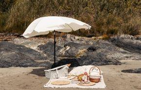 Picnic on the beach with umbrella