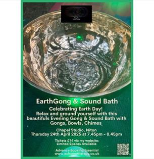 Earth Gong & Sound Bath poster, health & wellbeing, Niton, Isle of Wight, what's on, event