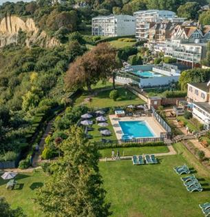 Aerial view of Luccombe Manor, Shanklin, Isle of Wight, Hotel, seaside location, sea view