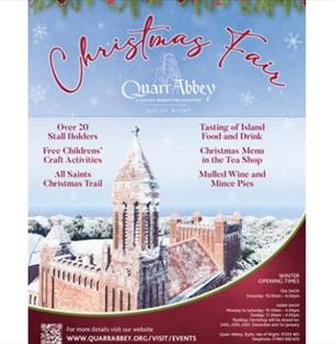 Quarr Abbey Christmas Fair poster, Isle of Wight, festive event, what's on