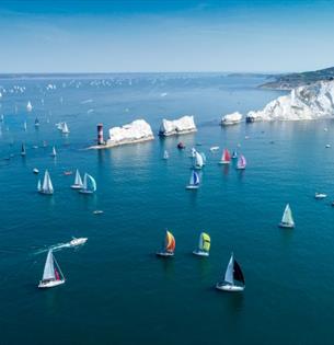 Yachts passing the Needles in the Round the Island Race, Isle of Wight, What's On - Image credit: Paul Wyeth