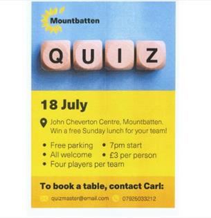 Mountbatten Quiz Night poster, charity hospice event, Isle of Wight, what's on, event