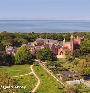 Aerial view of Quarr Abbey, Ryde, Isle of Wight, events, exhibition, photographs, talks, what's on, island life