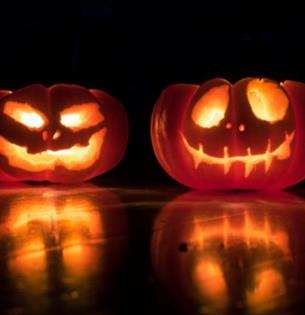 Two carved pumpkins, Halloween event at The Seaview Hotel, Isle of Wight, what's on, October half term event