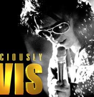 Poster of tribute Elvis singer, Suspiciously Elvis, music event at Ocean View Hotel, Isle of Wight, what's on