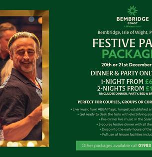 Christmas party nights poster at Bembridge Coast Hotel, Christmas event, Isle of Wight