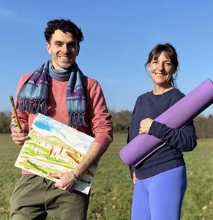 Janice Champion & Aurelien Farjon, wellness workshop, yoga and painting, what's on, event, Godshill, Isle of Wight
