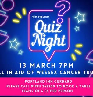 Charity quiz poster, Portland Inn, charity event, what's on, Isle of Wight