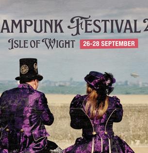 People dressed up at Steampunk Festival sitting on Ryde Esplanade, Isle of Wight, what's on, event
