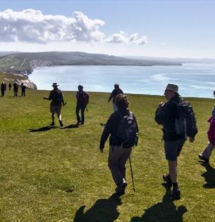 Group of walkers enjoying the walking festival, Isle of Wight, what's on