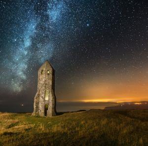 Night skies full of stars above the Pepperpot on the Isle of Wight