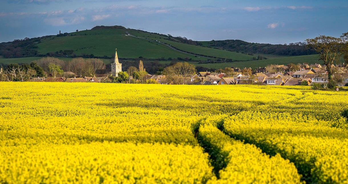 Countryside views of the historic Brading town on the Isle of Wight