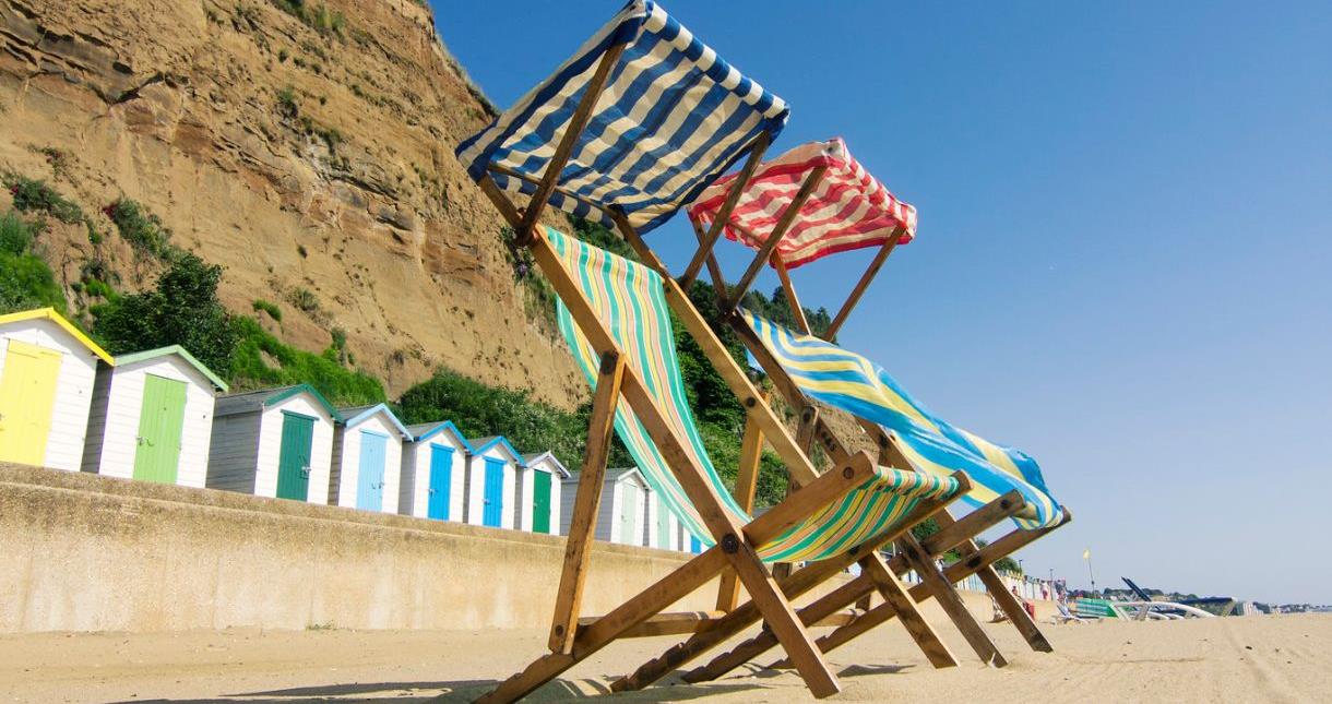 Deck chairs on Small Hope beach in Shanklin