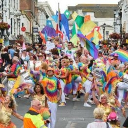 Isle of Wight Pride Parade along Union Street in Ryde. 