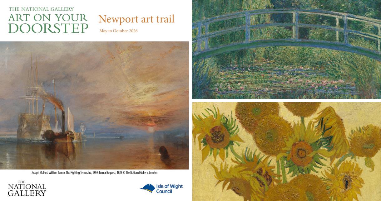 Turner, Fighting Temeraire artwork, Van Gogh, Sunflowers artwork and Monet, Water Lily Pond artwork in Newport on the Isle of Wight